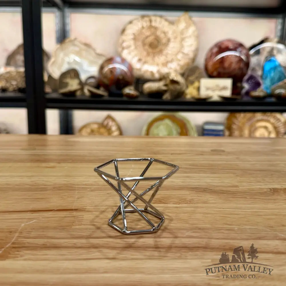 Metal Hexagon Sphere Stand | Black or Silver - Silver - Display Stands