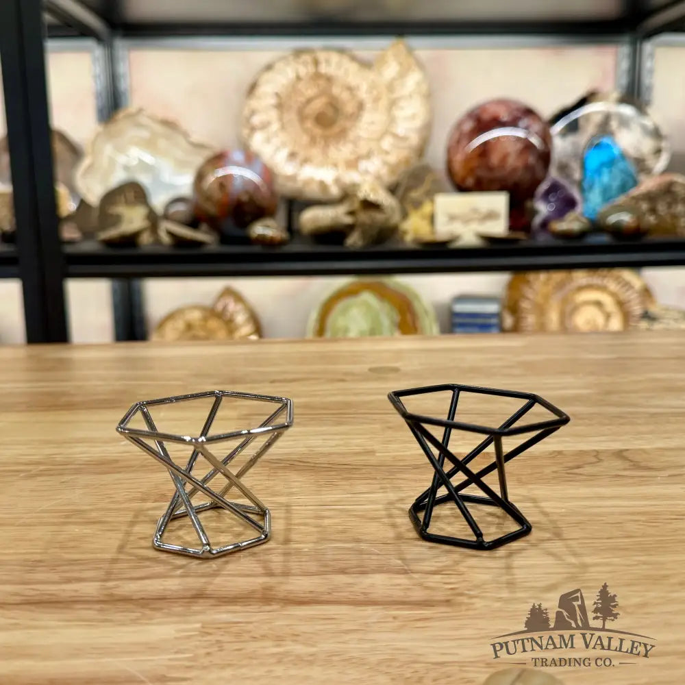 Metal Hexagon Sphere Stand | Black or Silver - Display Stands