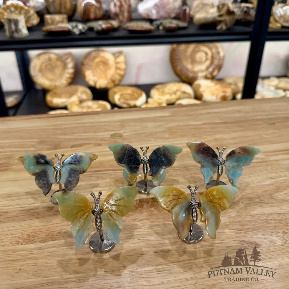 Metal & Stone Butterflies 2’’ Amazonite Sculpture