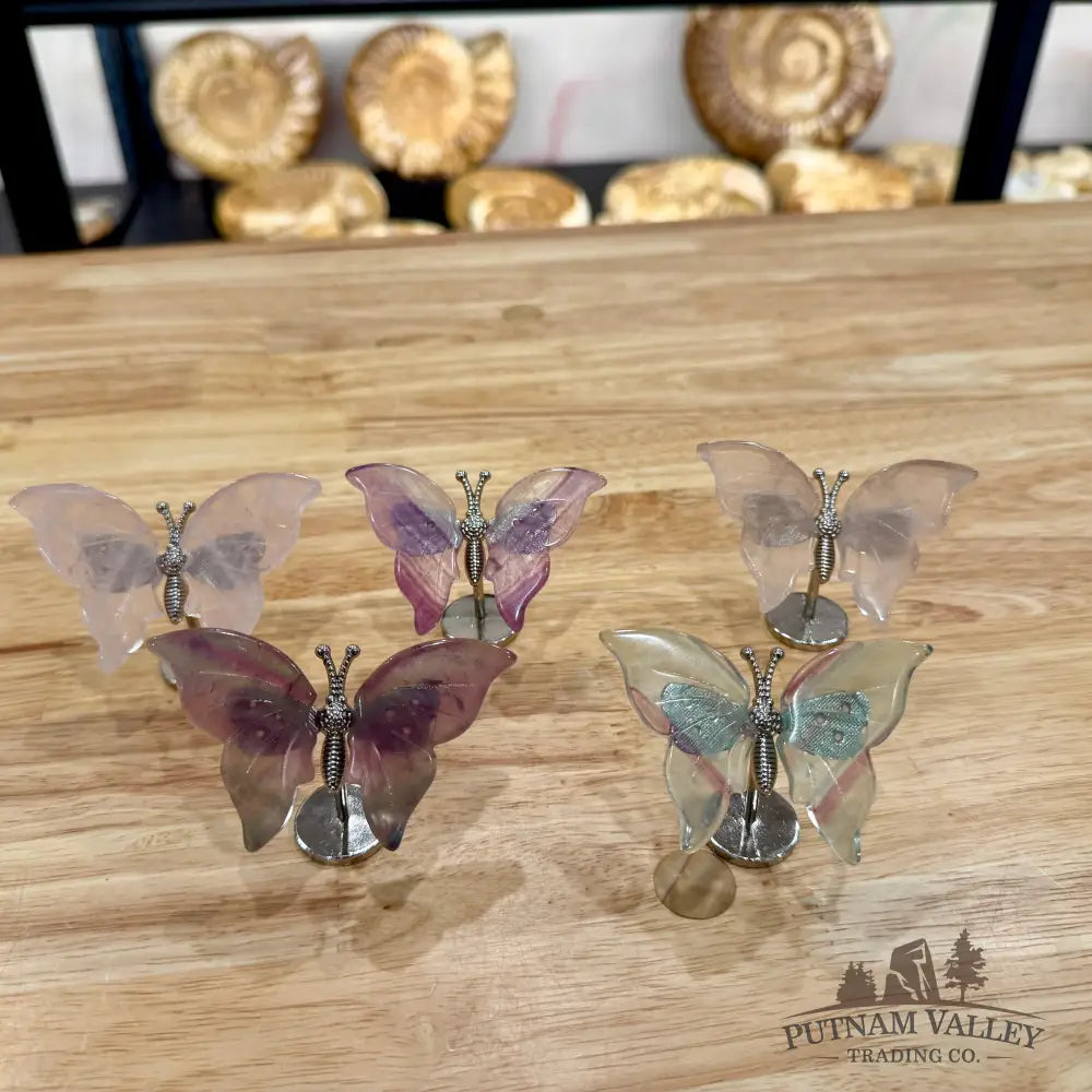Metal & Stone Butterflies 2’’ Fluorite Sculpture