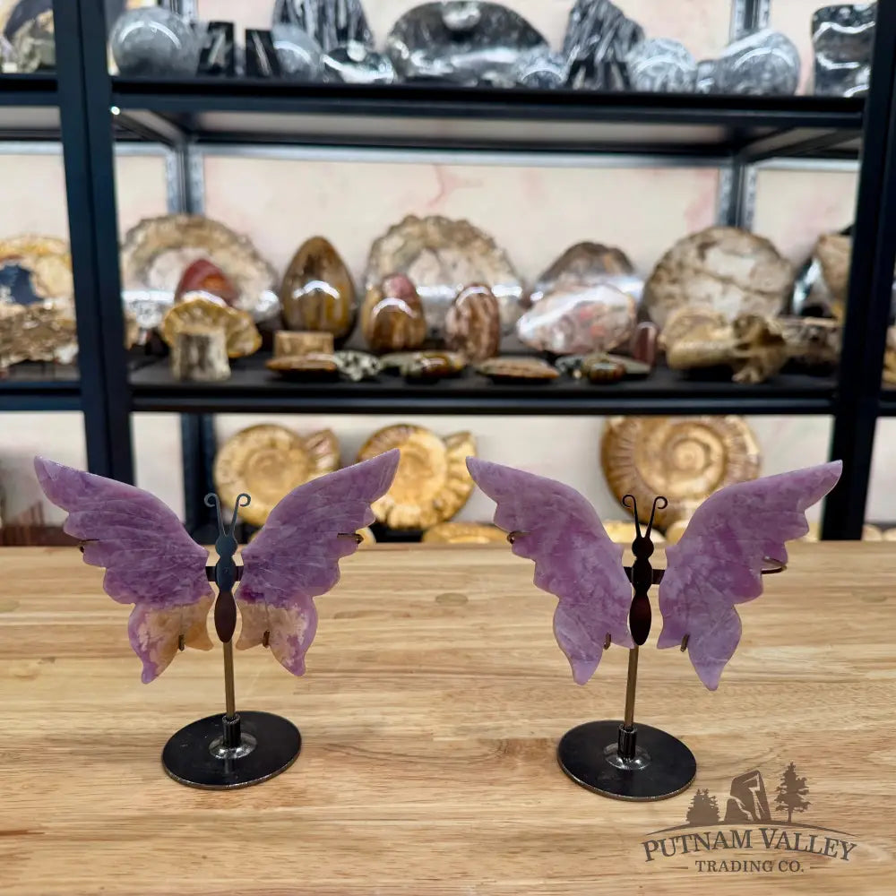 Metal & Stone Butterflies 5’’ Purple Lepidolite Sculpture