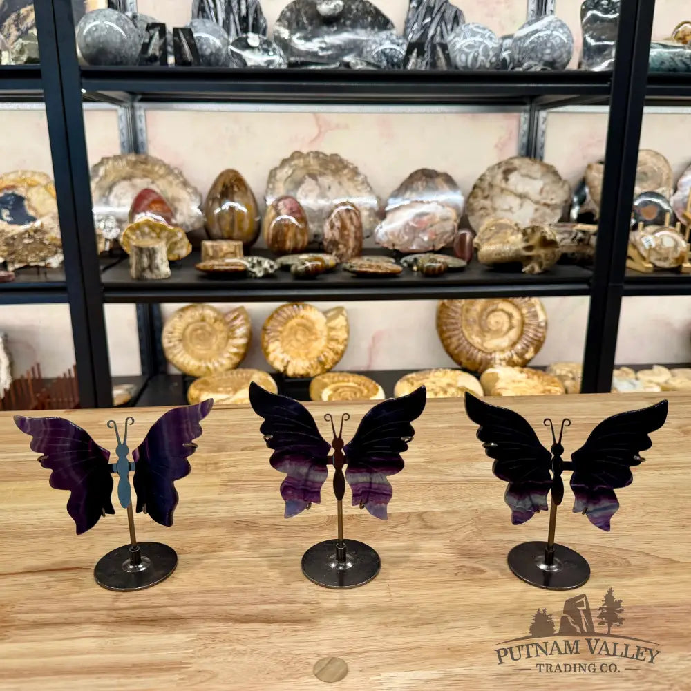 Metal & Stone Butterflies 5’’ Fluorite Sculpture