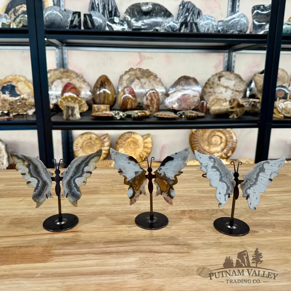 Metal & Stone Butterflies 5’’ Ocean Jasper Sculpture