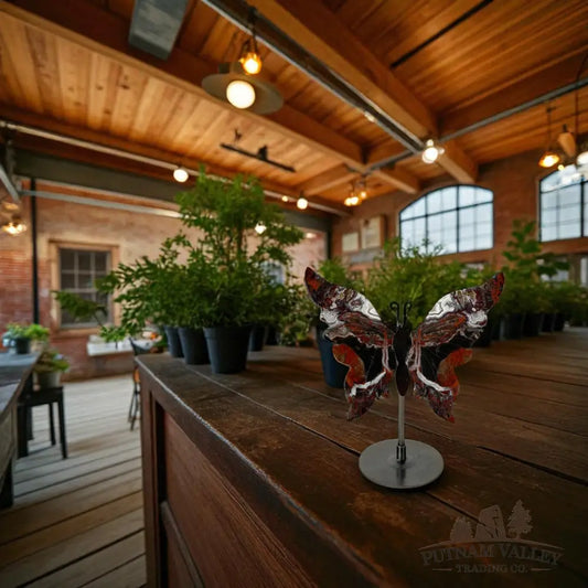 Metal & Stone Butterfly Sculpture