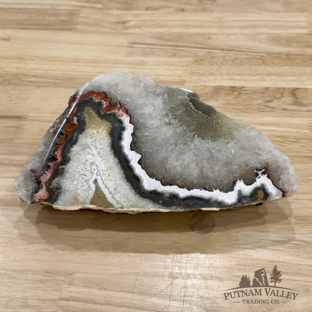 Mexican Lace Agate End Cut with Quartz Druzy 8’’ - Slab