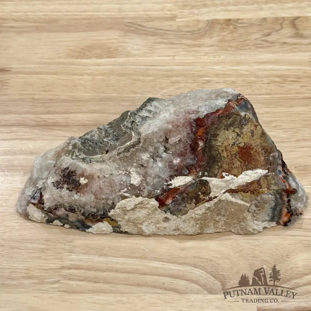 Mexican Lace Agate End Cut with Quartz Druzy 8’’ - Slab