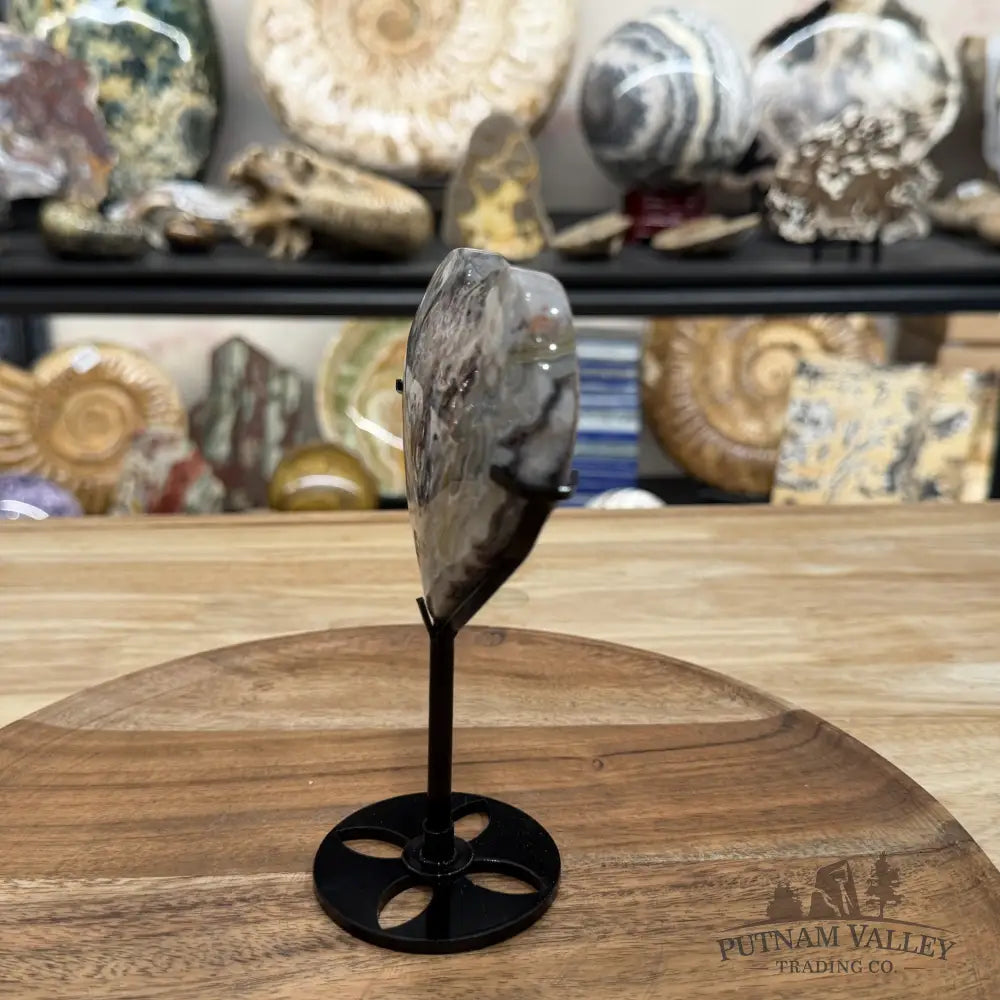 Mexican Lace Agate Heart + Stand 5.83’’ - Heart