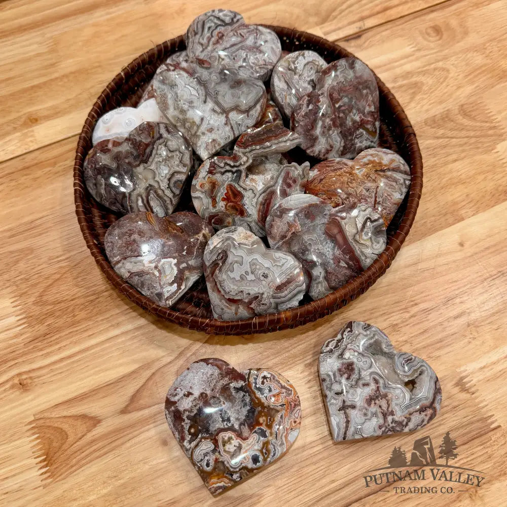 Mexican Lace Agate Hearts Tumbled Stone