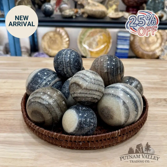 Mexican Zebra Calcite Spheres | In Select Sizes - Sphere