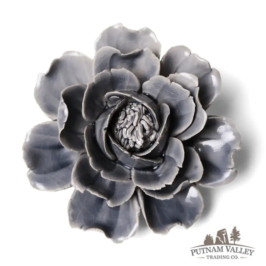 Ceramic Flower Wall Art Rose Grey 6 Accent