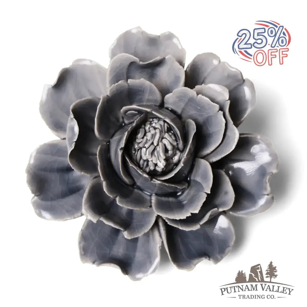 Ceramic Flower Wall Art Rose Grey 6 Accent
