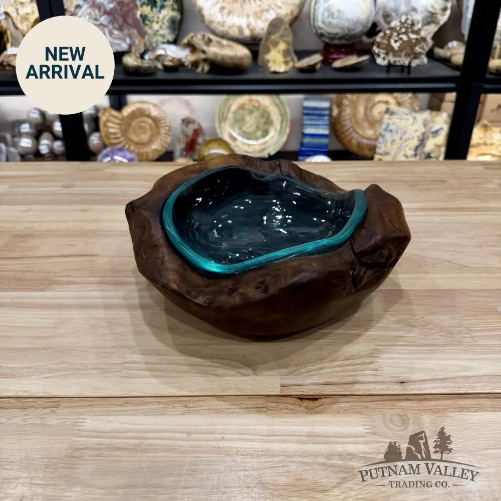 Molten Glass Bowl in Indonesian Teakwood 10.75’’ - Bowl