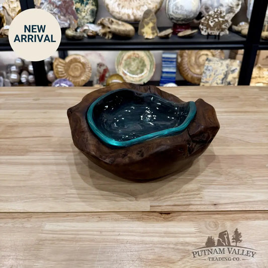 Molten Glass Bowl in Indonesian Teakwood 10.75’’ - Bowl