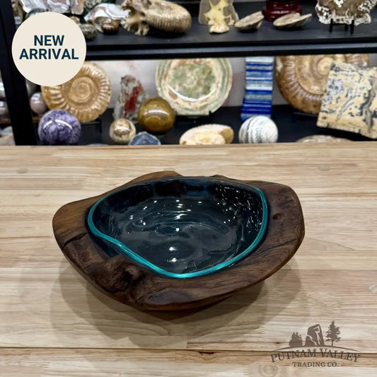 Molten Glass Bowl in Indonesian Teakwood 11.3’’ - Bowl
