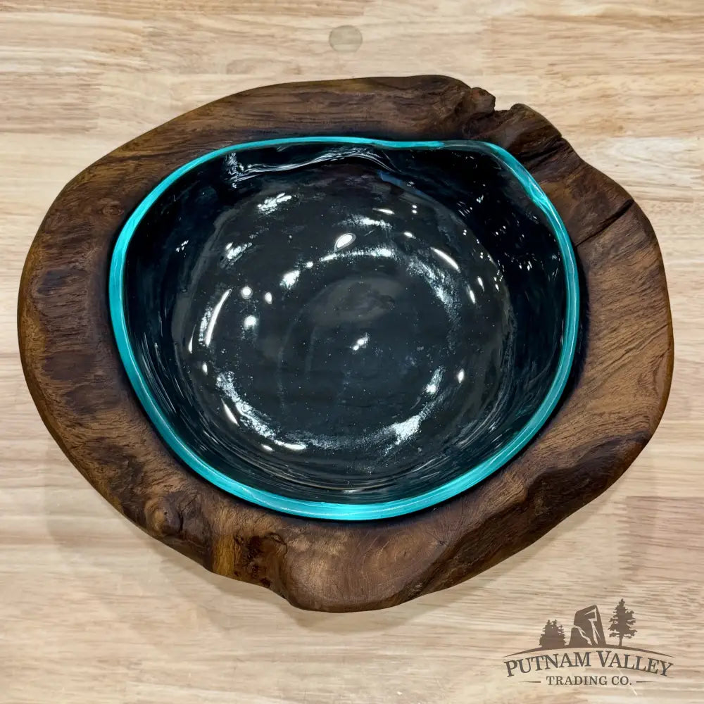 Molten Glass Bowl in Indonesian Teakwood 11.3’’ - Bowl