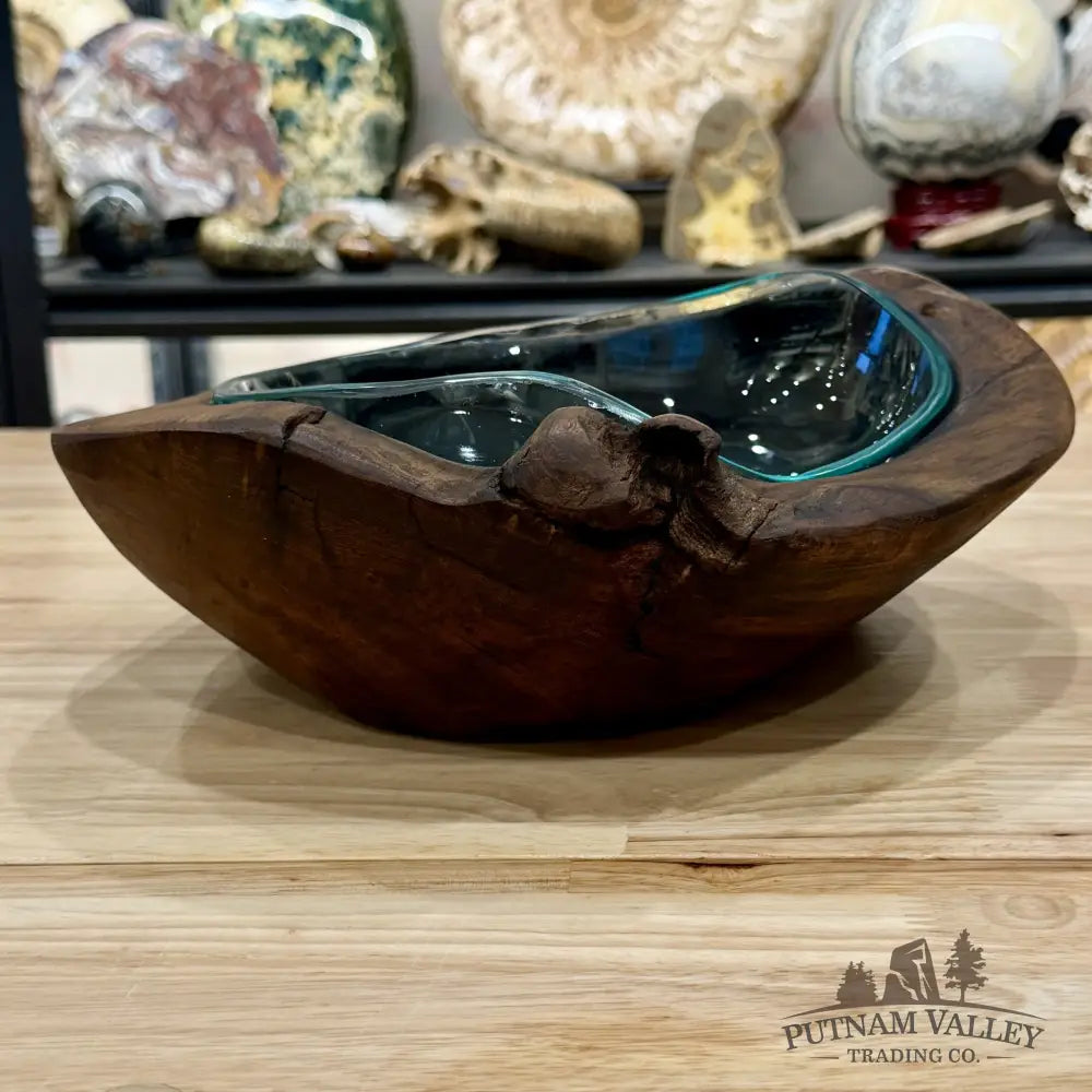 Molten Glass Bowl in Indonesian Teakwood 11.3’’ - Bowl