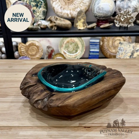 Molten Glass Bowl in Indonesian Teakwood 11.9’’ - Bowl