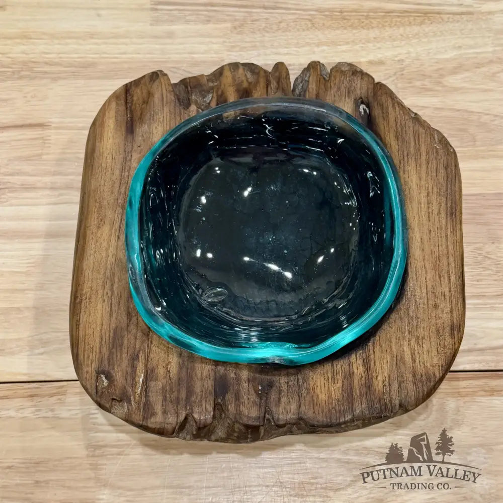 Molten Glass Bowl in Indonesian Teakwood 11.9’’ - Bowl
