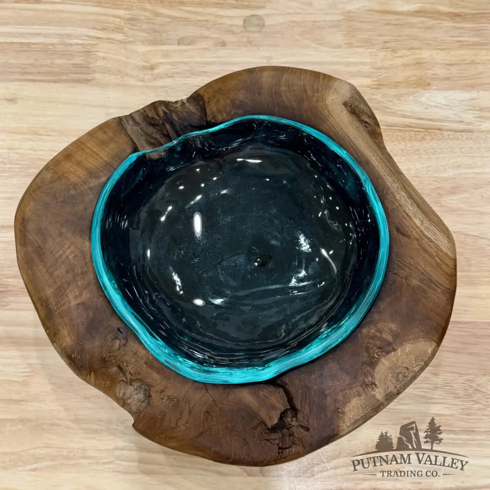 Molten Glass Bowl in Indonesian Teakwood 12.1’’ - Bowl