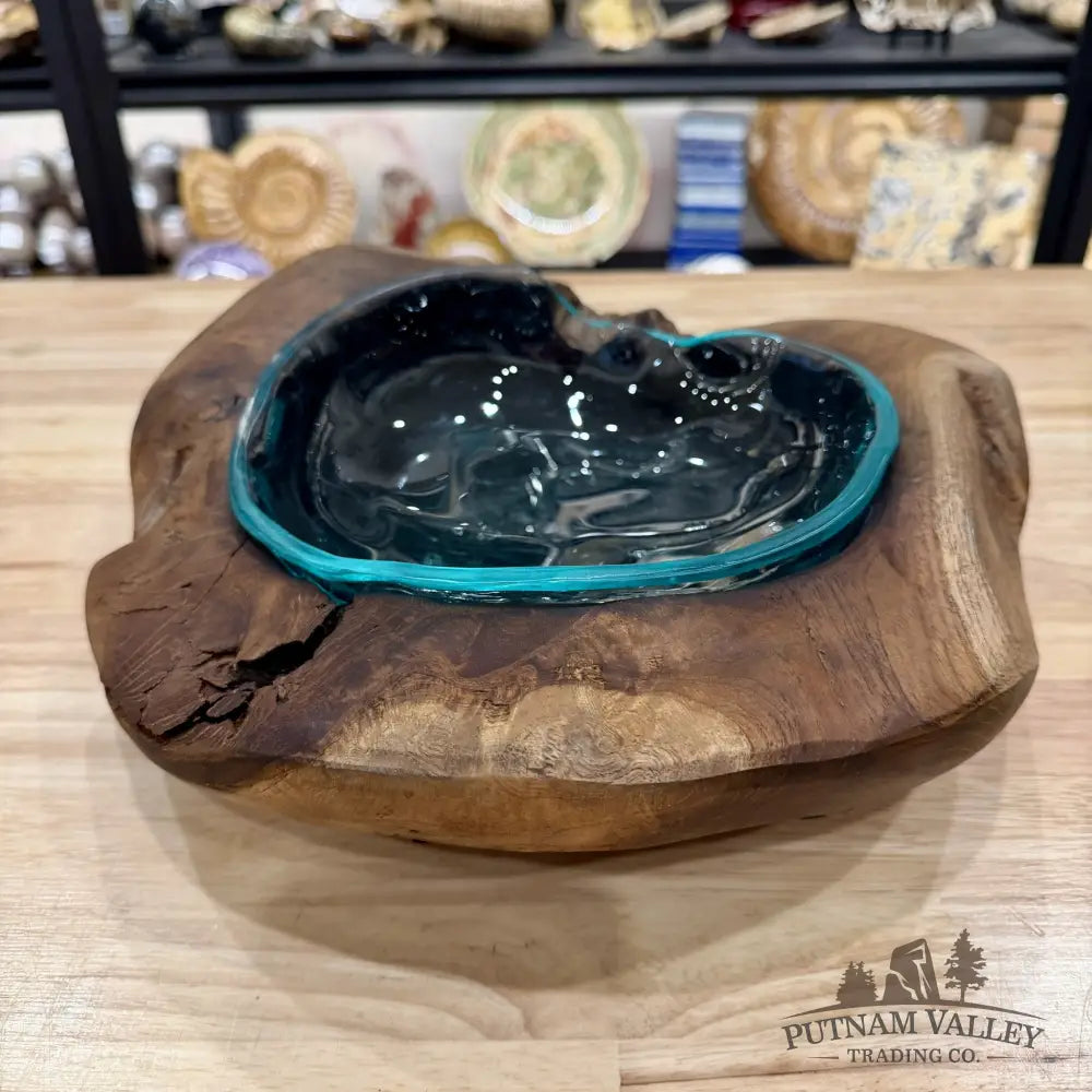Molten Glass Bowl in Indonesian Teakwood 12.1’’ - Bowl