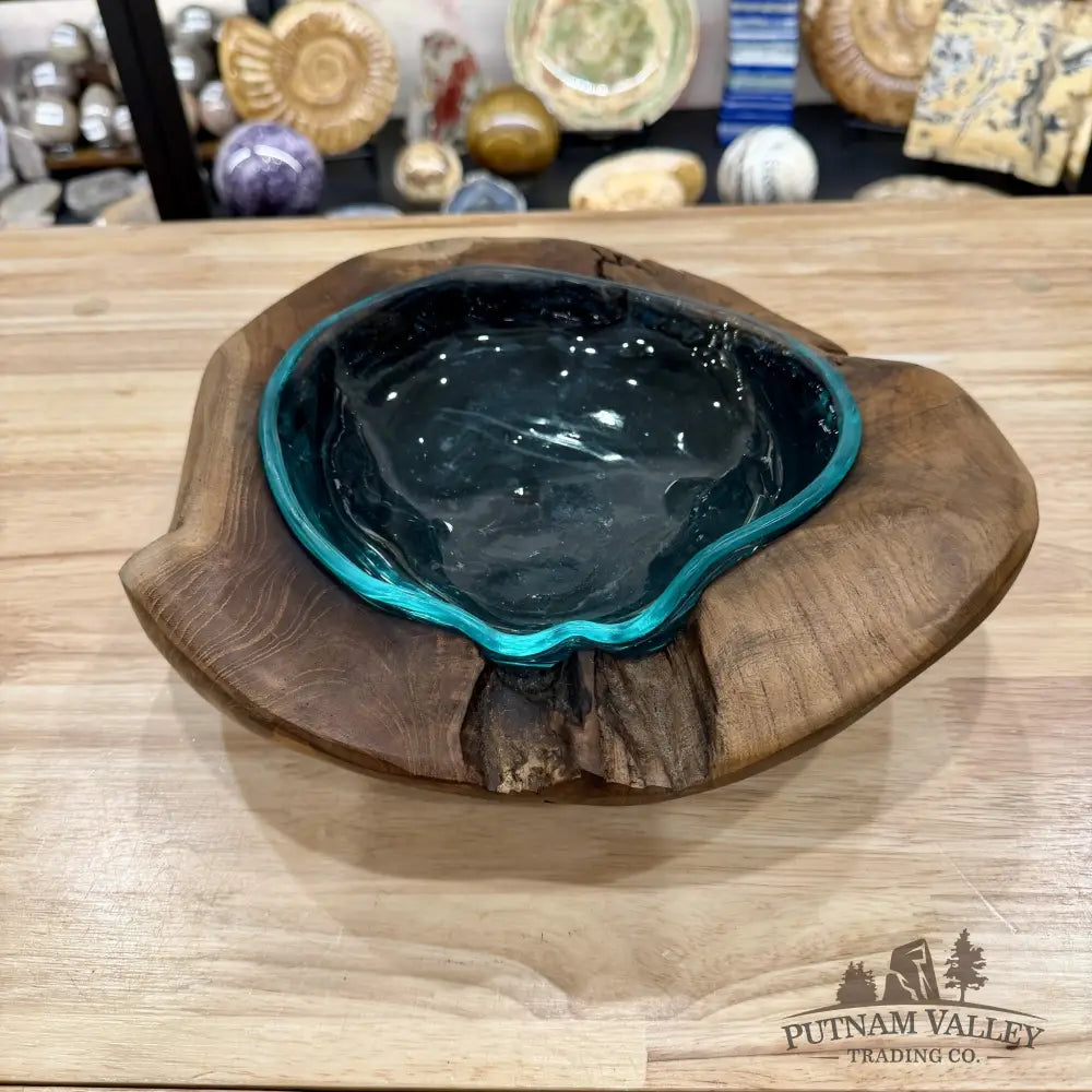 Molten Glass Bowl in Indonesian Teakwood 12.1’’ - Bowl