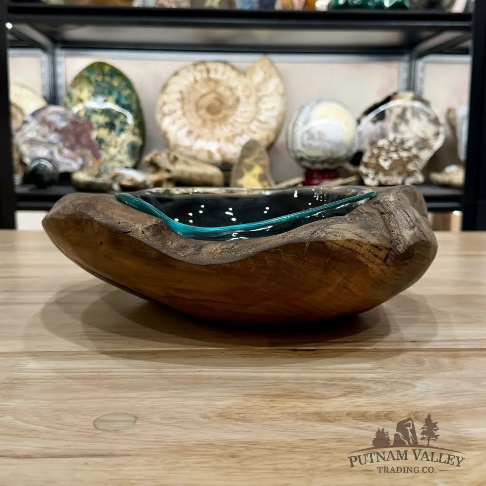Molten Glass Bowl in Indonesian Teakwood 12.2’’ - Bowl