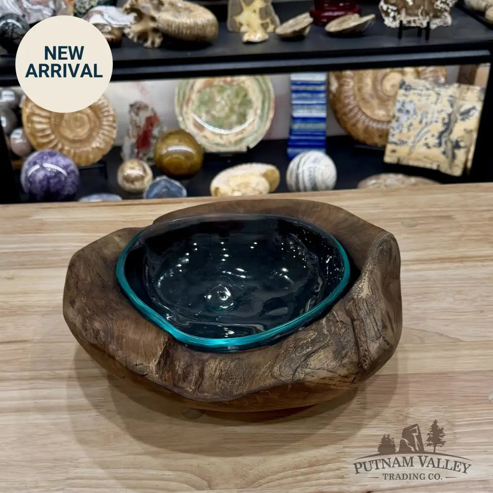 Molten Glass Bowl in Indonesian Teakwood 12.2’’ - Bowl
