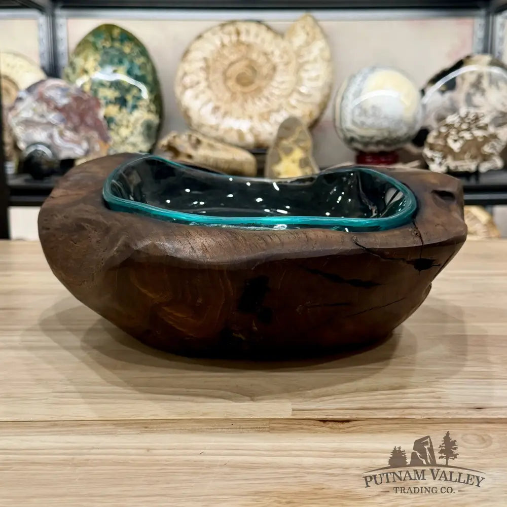 Molten Glass Bowl in Indonesian Teakwood 12.3’’ - Bowl