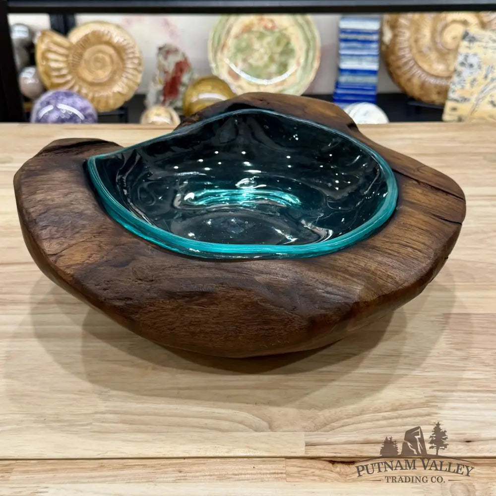 Molten Glass Bowl in Indonesian Teakwood 12.3’’ - Bowl