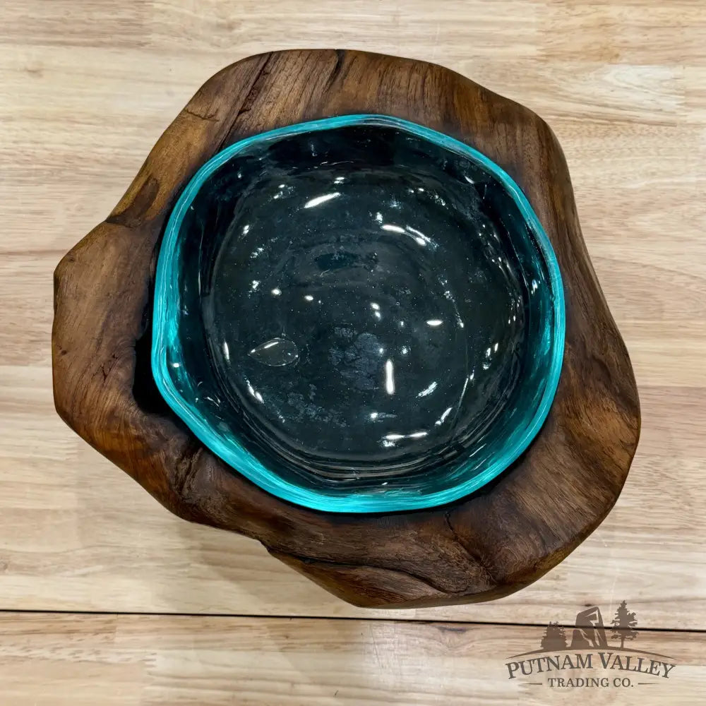 Molten Glass Bowl in Indonesian Teakwood 12.3’’ - Bowl