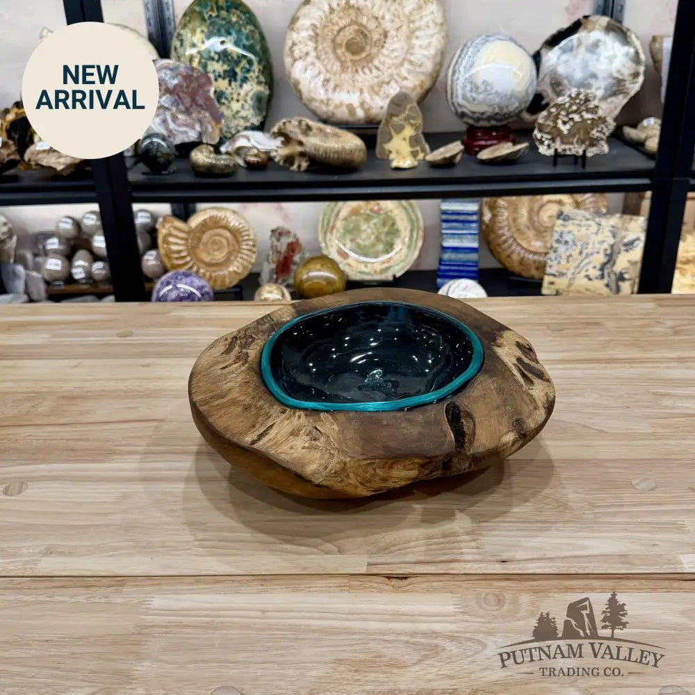 Molten Glass Bowl in Indonesian Teakwood 12’’ - Bowl