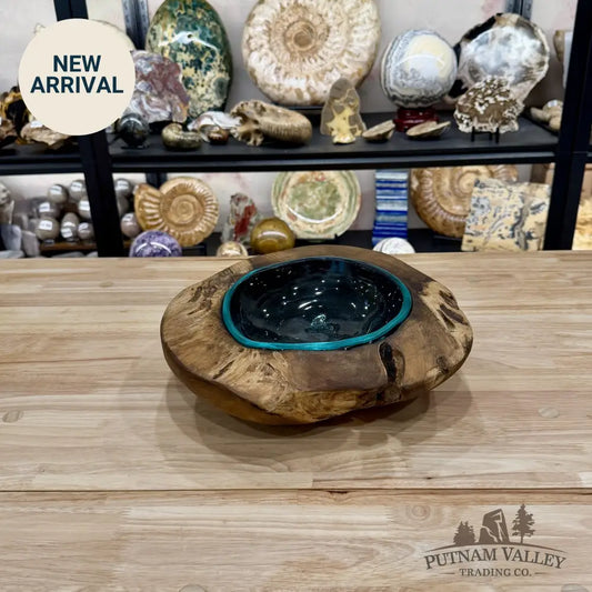 Molten Glass Bowl in Indonesian Teakwood 12’’ - Bowl