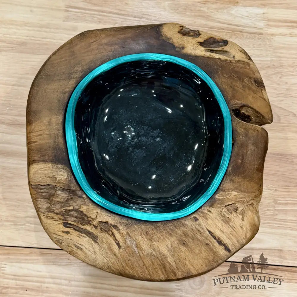 Molten Glass Bowl in Indonesian Teakwood 12’’ - Bowl