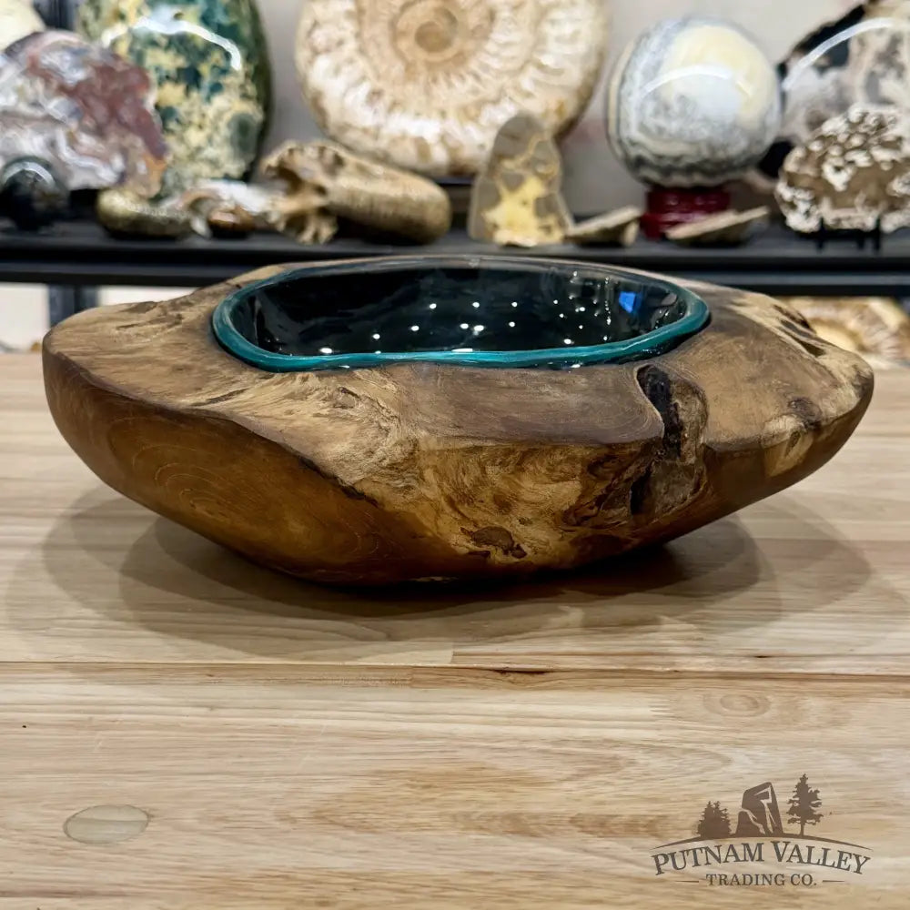 Molten Glass Bowl in Indonesian Teakwood 12’’ - Bowl