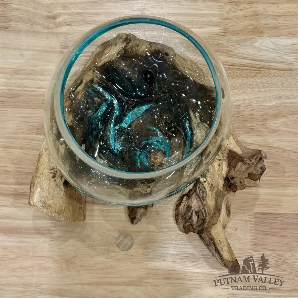 Molten Glass Bowl on Indonesian Driftwood 11.7’’ - Bowl