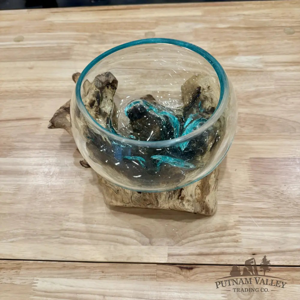 Molten Glass Bowl on Indonesian Driftwood 11.7’’ - Bowl