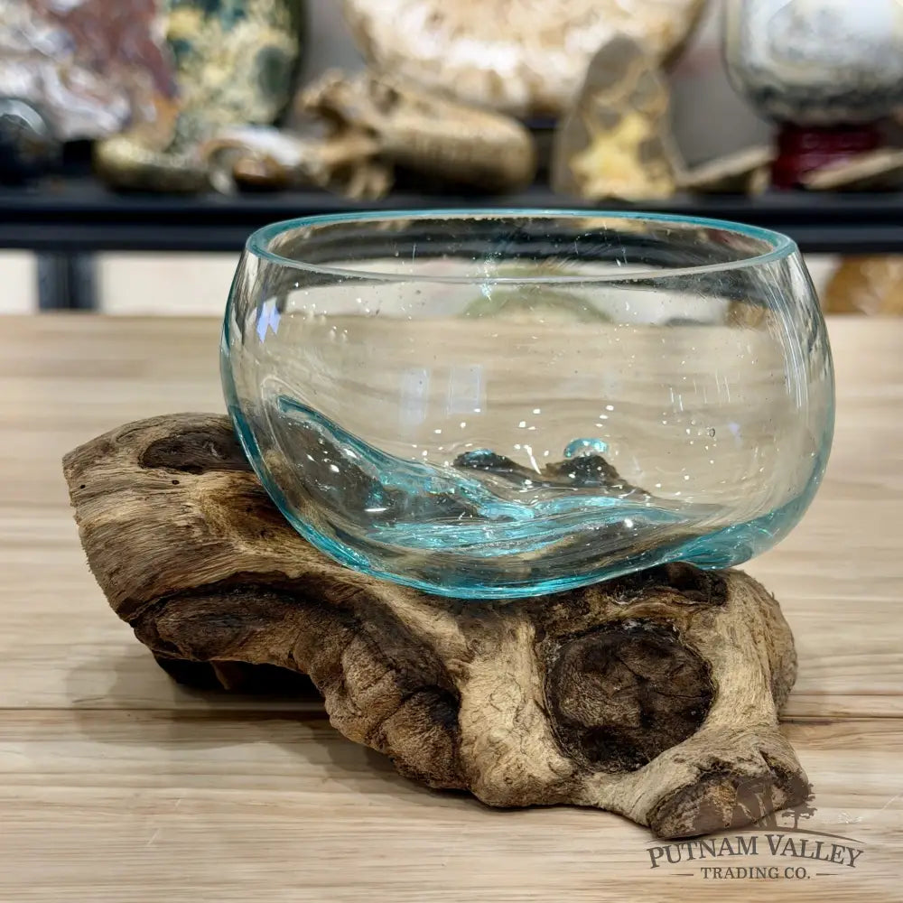Molten Glass Bowl on Indonesian Driftwood 6.1’’ - Bowl