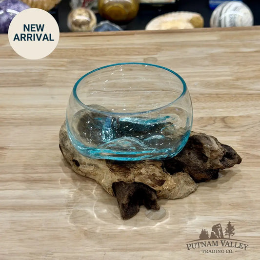 Molten Glass Bowl on Indonesian Driftwood 7’’ - Bowl