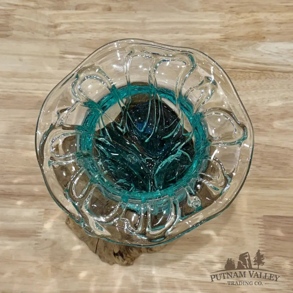 Molten Glass Flared Bowl on Indonesian Driftwood 7.5’’ - Bowl