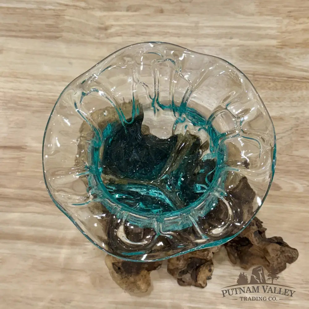 Molten Glass Flared Bowl on Indonesian Driftwood 8.6’’ - Bowl