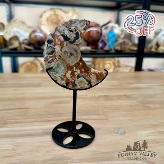 Money Agate Moon on Metal Stand 6.85’’ - Moon