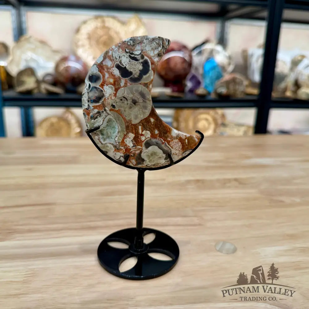 Money Agate Moon on Metal Stand 6.85’’ - Moon