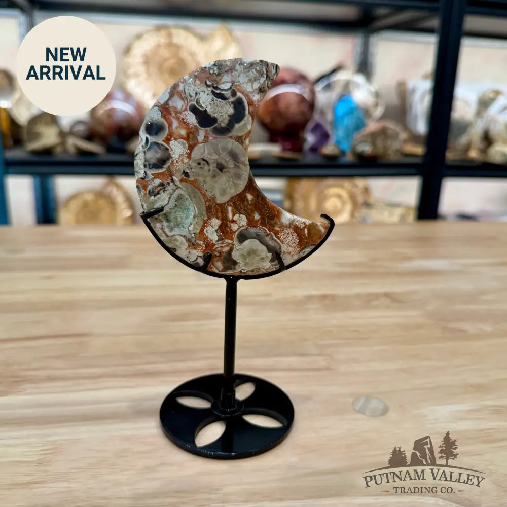 Money Agate Moon on Metal Stand 6.85’’ - Moon