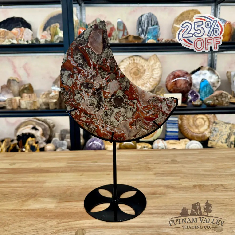 Money Agate Moon on Stand 15’’ - Sphere
