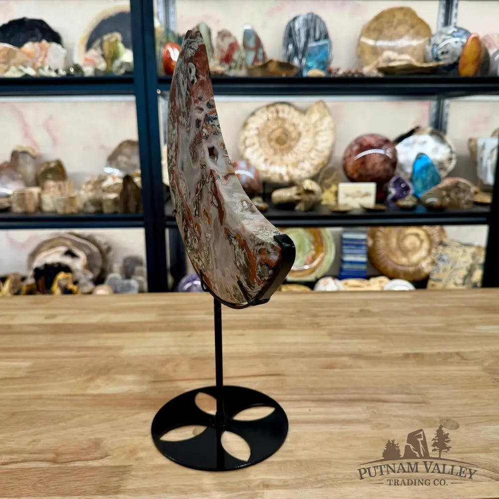 Money Agate Moon on Stand 15’’ - Sphere