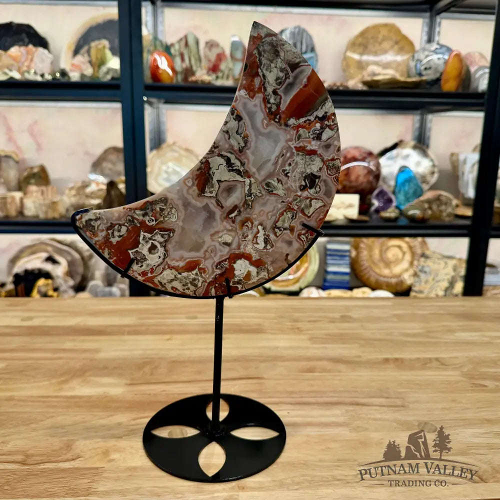 Money Agate Moon on Stand 15’’ - Sphere