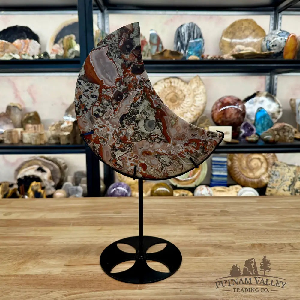 Money Agate Moon on Stand 15’’ - Sphere