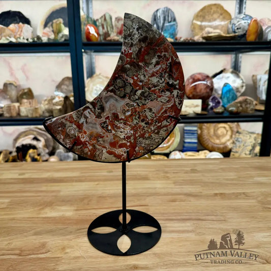 Money Agate Moon on Stand 15’’ - Sphere