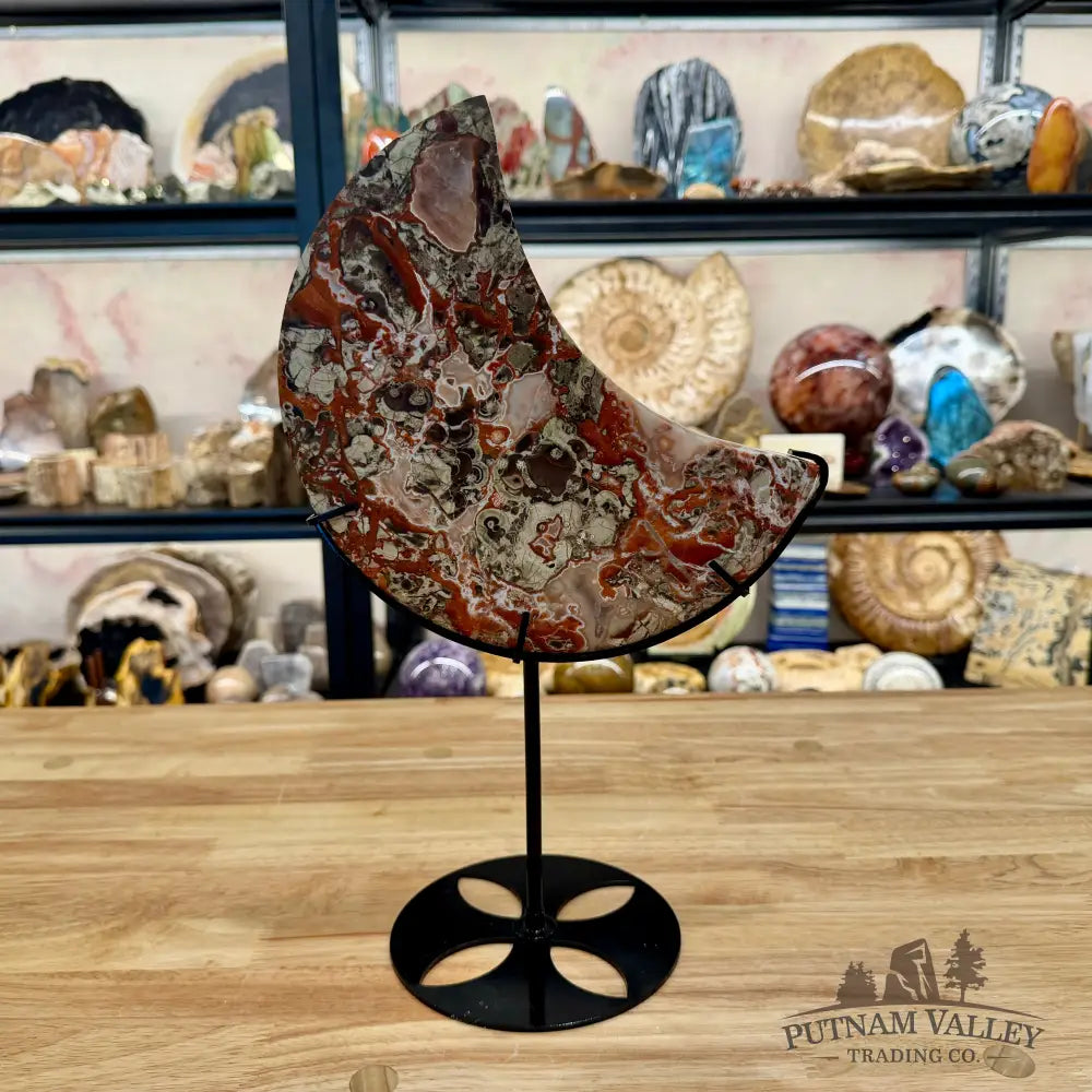 Money Agate Moon on Stand 15’’ - Sphere