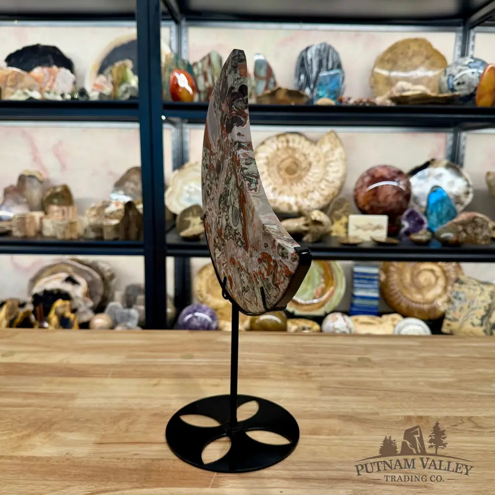 Money Agate Moon on Stand 15’’ - Sphere